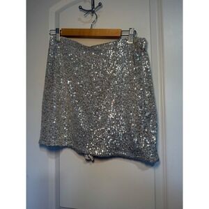 Abercrombie Fitch Womens Sequin Mini Skirt Silver Size M